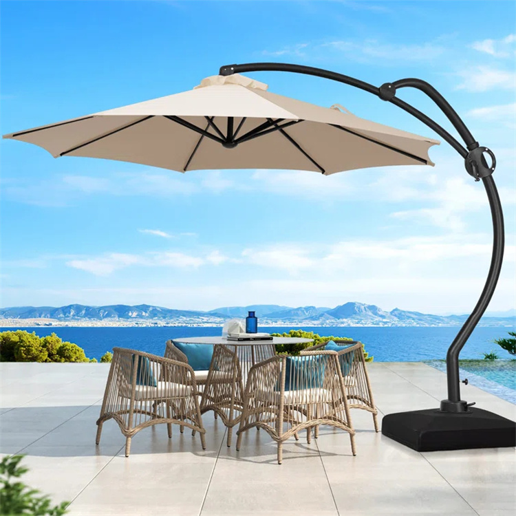 10 láb Patio S alakú függő offset konzolos esernyő
